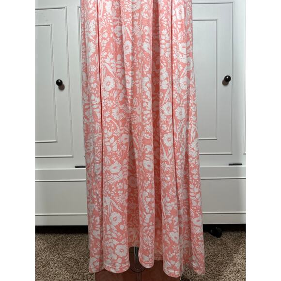 Lane Bryant Sleeveless V-Neck Maxi Dress Eyelet Detail Summer Peach Floral 26/28 - Picture 12 of 16